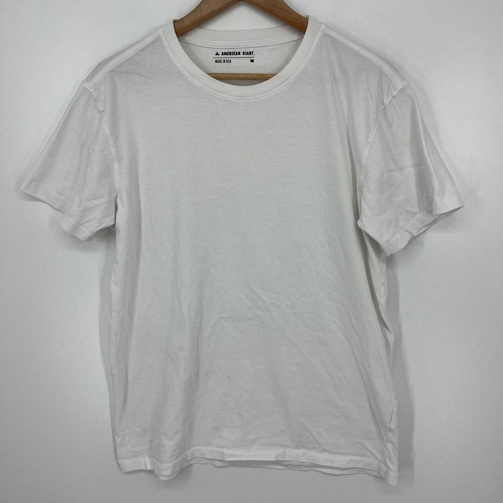 American Giant Mens White Cotton Crew Neck T-Shirt Size M Made in USA